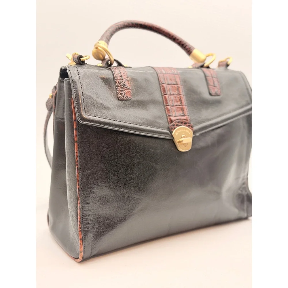 VGVC Brahmim Julia Rose Lady Tuscan Gold Tone Turn Lock Black Brown Briefcase